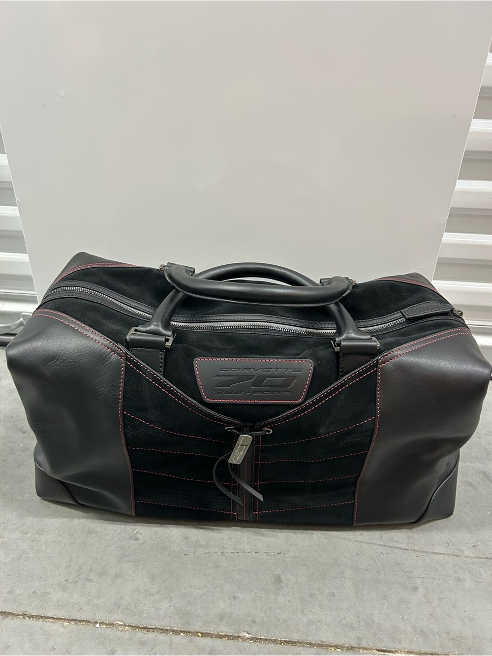 Limited Edition Chevy 70th Anniversary Premium Duffel Bag Leather and Suede RARE
